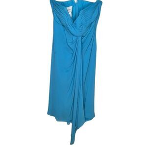 David's Bridal Formal Strapless Dress Blue